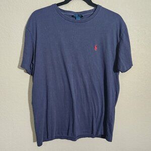 Ralph Lauren Polo Navy Blue Crewneck T-Shirt With Red Pony Logo Mens Size S